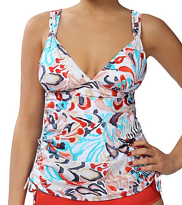 Perry Ellis Tropical Twist Tankini Top Online Hot Sale