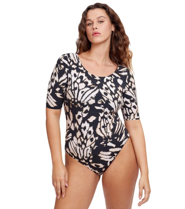 Gottex Modest Women s High Round Neck Short Sleeves One Piece Swimsuit Online Hot Sale